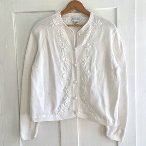 Embroidered Cotton Cardigan Sweater